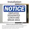 Signmission Employee Designated Lunch And Break Area, 5 in W x Rectangle, Vinyl Decal OS-2PACK-NS-D-35-L-11943 - alternate 6